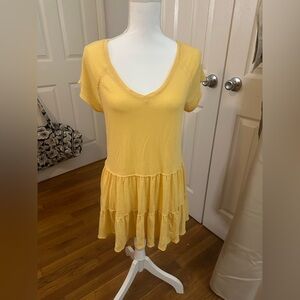 True Craft Sunny Yellow V-Neck Casual Dress NWT